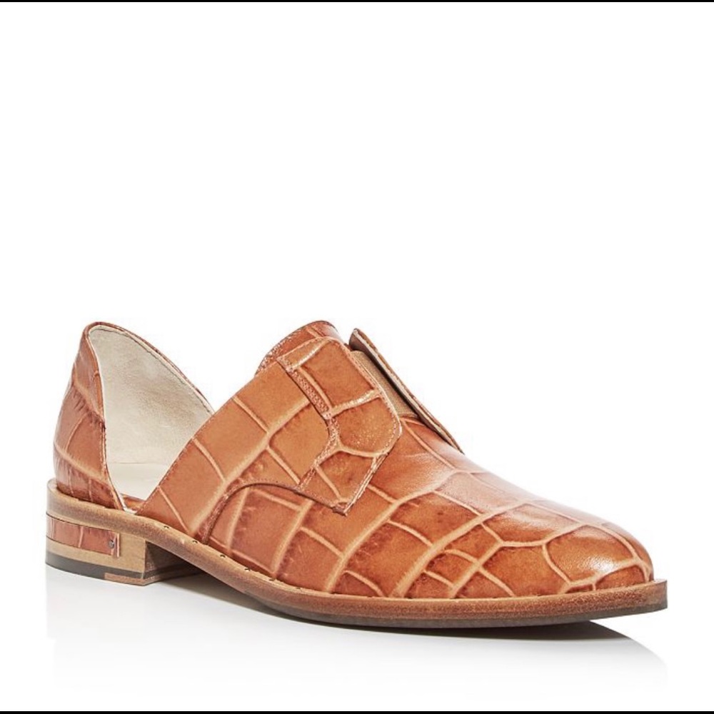 Freda Salvador Croc Embossed d'Orsay Oxfords